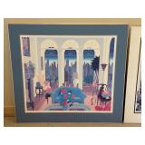 LL - Pair of Thomas McKnight Art Prints Blue Couch and Red Bird Wings