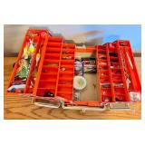 LL - Adventurer Tackle Box with Vintage Lures, Fishing Line, and Tackle Assortment