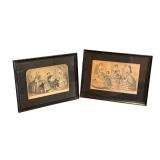 LLO - Pair of Framed Antique Godey