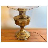 LL - Vintage Aladdin Model 12 Brass Table Lamp with Frosted Chimney