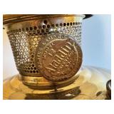 LL - Vintage Aladdin Model 12 Brass Table Lamp with Frosted Chimney