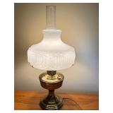 LL - Vintage Aladdin Model 12 Brass Table Lamp with Frosted Chimney