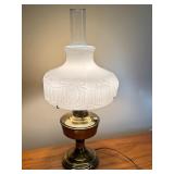 LL - Vintage Aladdin Model 12 Brass Table Lamp with Frosted Chimney