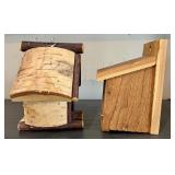 G - Pair of Rustic Wooden Birdhouses