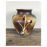 Hand Made Pottery Vase with Unique Design on the Side