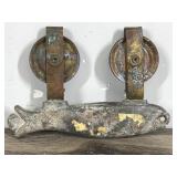 vintage fishing trolley weight downrigger fishing lead fish w/brass pulleys - A.G. Wagner & Sons