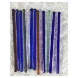 Lot of 12 Vintage Glass Swizzle Sticks Cocktail Stirrers