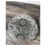 Set of 4 - ANCHOR HOCKING Clear Prescut 1960s Star Of David Patterned Punch Bowl and 3 Salad Serving Bowls