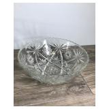 Set of 4 - ANCHOR HOCKING Clear Prescut 1960s Star Of David Patterned Punch Bowl and 3 Salad Serving Bowls
