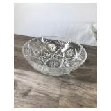 Set of 4 - ANCHOR HOCKING Clear Prescut 1960s Star Of David Patterned Punch Bowl and 3 Salad Serving Bowls