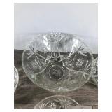 Set of 4 - ANCHOR HOCKING Clear Prescut 1960s Star Of David Patterned Punch Bowl and 3 Salad Serving Bowls
