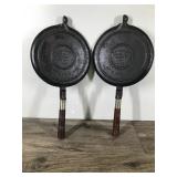 Vintage Wagner Ware Sidney - O - 1408 Cast Iron Waffle Paddles