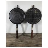Vintage Wagner Ware Sidney - O - 1408 Cast Iron Waffle Paddles