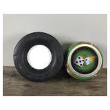 2 - Collectible Ashtrays / Good Year #1 Eagle D5550 Tire and a Tin Ashtray with Dice on It