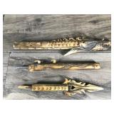 Vintage Balinese Dragon Blowgun Hand Carved Bovine Bone Chinese Blow Gun & Possibly Tribal Quiver and Blowgun made out of Bamboo