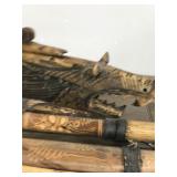 Vintage Balinese Dragon Blowgun Hand Carved Bovine Bone Chinese Blow Gun & Possibly Tribal Quiver and Blowgun made out of Bamboo