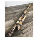 Vintage Balinese Dragon Blowgun Hand Carved Bovine Bone Chinese Blow Gun & Possibly Tribal Quiver and Blowgun made out of Bamboo
