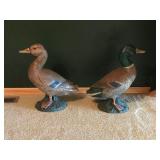 2 - Solid Concrete Mallard Duck Statues