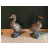 2 - Solid Concrete Mallard Duck Statues