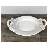 Vintage Italy Ceramic Serving Platter Cream with Handles Large
