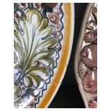 2 - Large Vintage Platters with Turkey Designs on the Front