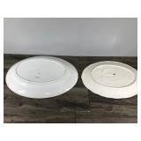 2 - Large Vintage Platters with Turkey Designs on the Front