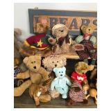 Lot of Stuffed Animal Bears & More Plus Wooden Bench that says I Love Bears