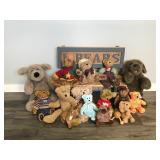 Lot of Stuffed Animal Bears & More Plus Wooden Bench that says I Love Bears