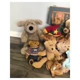 Lot of Stuffed Animal Bears & More Plus Wooden Bench that says I Love Bears