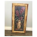 Framed Wall Hanging Art Print with Vase and Flowers