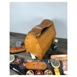 Solid Wooden Box for Storing Shoe Cleaning Supplies