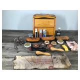 Solid Wooden Box for Storing Shoe Cleaning Supplies