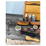 Solid Wooden Box for Storing Shoe Cleaning Supplies