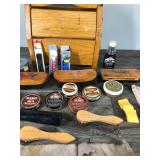 Solid Wooden Box for Storing Shoe Cleaning Supplies