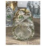 Vintage Pitcher and 6 Glasses - Gold Trim with Green Bullseyes