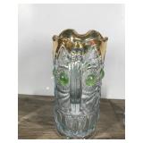 Vintage Pitcher and 6 Glasses - Gold Trim with Green Bullseyes