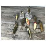 Lot of 10 Collectible Wooden Fishing Lures - see description for more info