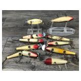 Lot of 10 Collectible Wooden Fishing Lures - see description for more info