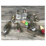 Lot of 10 Collectible Wooden Fishing Lures - see description for more info