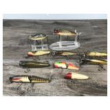 Lot of 10 Collectible Wooden Fishing Lures - see description for more info