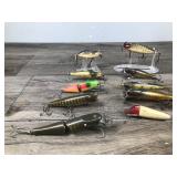 Lot of 10 Collectible Wooden Fishing Lures - see description for more info