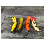 Lot of 4 Large Collectible Flatfish Fishing Lures