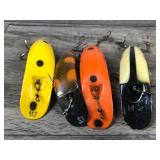 Lot of 4 Large Collectible Flatfish Fishing Lures