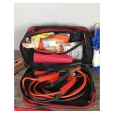 Jumper Cables - Emergency Kit (Jumper Cables, poncho, first aid, gloves, cone, S.O.S. Sign) - Wash and Scrub Brush and More