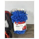 Jumper Cables - Emergency Kit (Jumper Cables, poncho, first aid, gloves, cone, S.O.S. Sign) - Wash and Scrub Brush and More