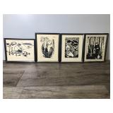 Lot of 4 Art Framed Pictures - 3 are signed with dates and 2 of them are numbered