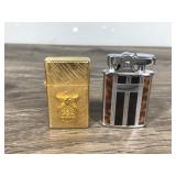 14 Karat Gold Plated Florentine Vintage Lighter - Vintage Robson Banker U.S. Pat. RE. 19023 Pocket Lighter