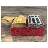 14 Karat Gold Plated Florentine Vintage Lighter - Vintage Robson Banker U.S. Pat. RE. 19023 Pocket Lighter