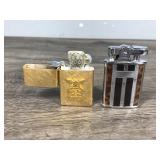 14 Karat Gold Plated Florentine Vintage Lighter - Vintage Robson Banker U.S. Pat. RE. 19023 Pocket Lighter