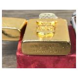 14 Karat Gold Plated Florentine Vintage Lighter - Vintage Robson Banker U.S. Pat. RE. 19023 Pocket Lighter